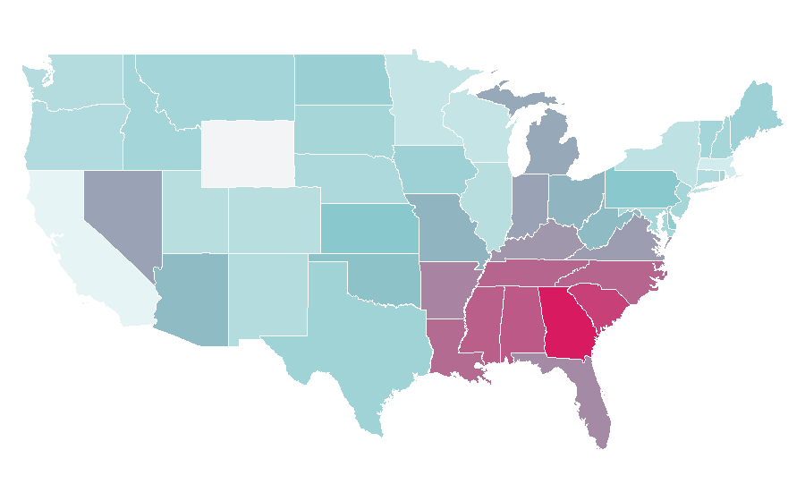 Affinity by region — Peer-to-peer lending, United States