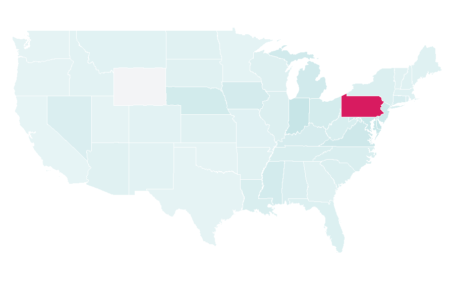 Affinity by region — Penn State Nittany Lions basketball, United States