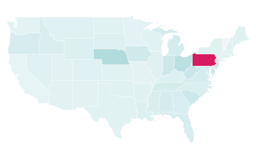 Affinity by region — Penn State Nittany Lions football, United States