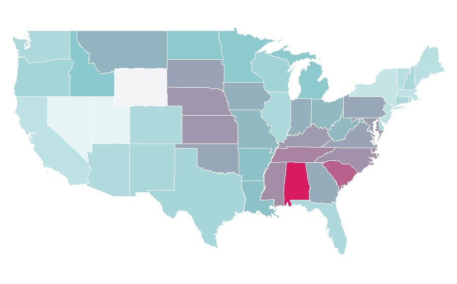 Affinity by region — Pentecost, United States