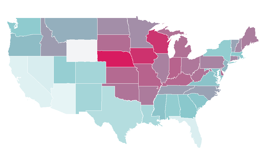 Affinity by region — Perennial plant, United States