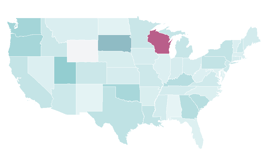 Affinity by region — Performing arts center, United States