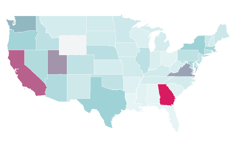 Affinity by region — Persian language, United States