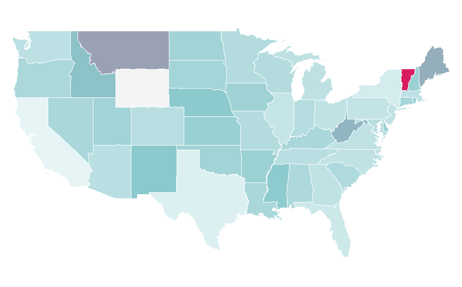 Affinity by region — Persian literature, United States