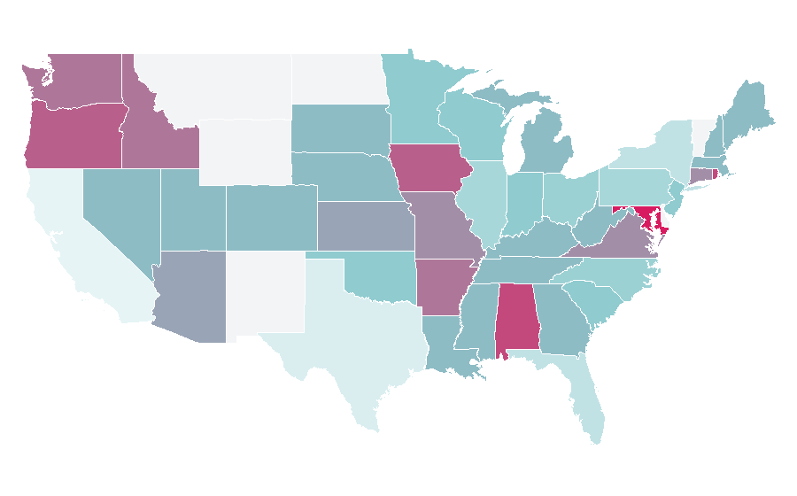 Affinity by region — Persian pop music, United States