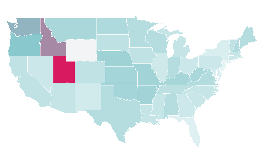 Affinity by region — Personality quiz, United States