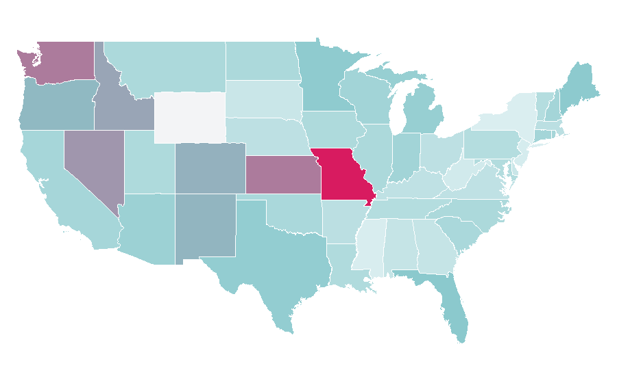Affinité par région — Pet adoption, États-Unis
