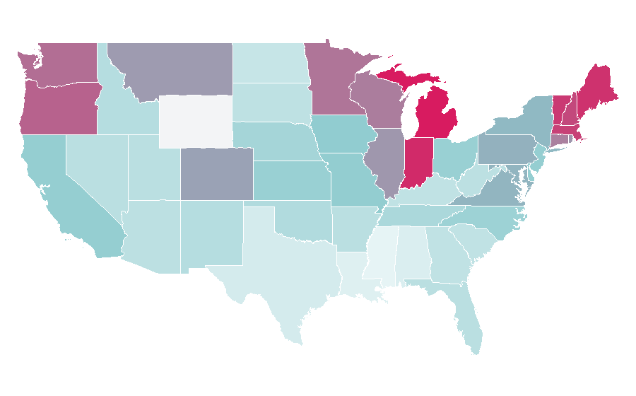 Affinity by region — Pete Buttigieg, United States