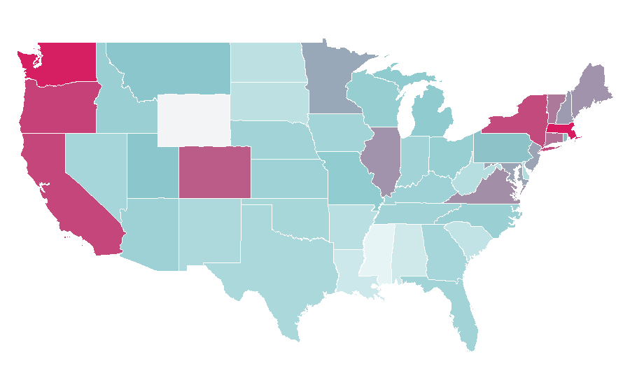Affinity by region — Peter Thiel, United States
