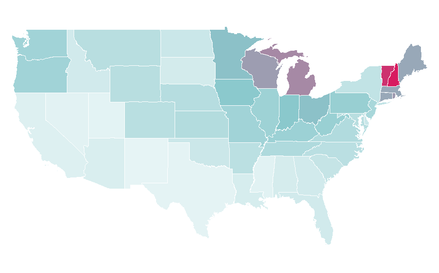 Affinity by region — Petfinder, United States