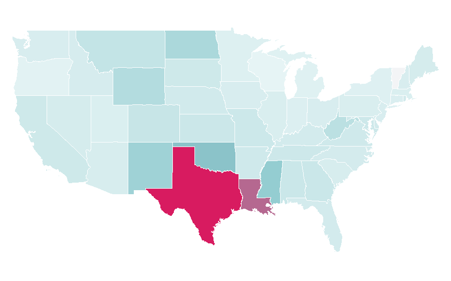 Affinity by region — Petroleum engineering, United States