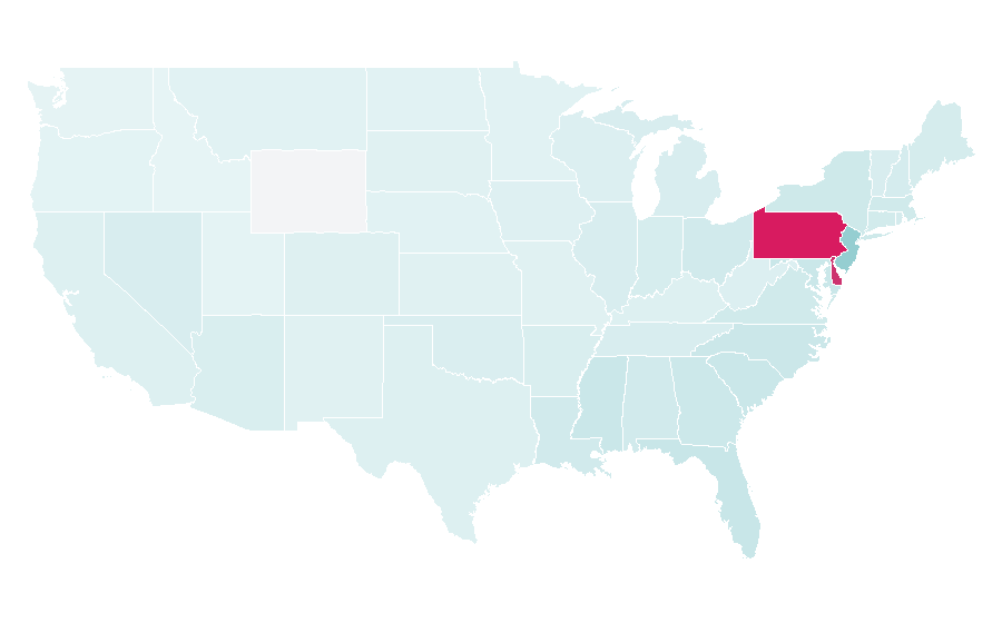 Afinidad por región — Philadelphia 76ers, Estados Unidos