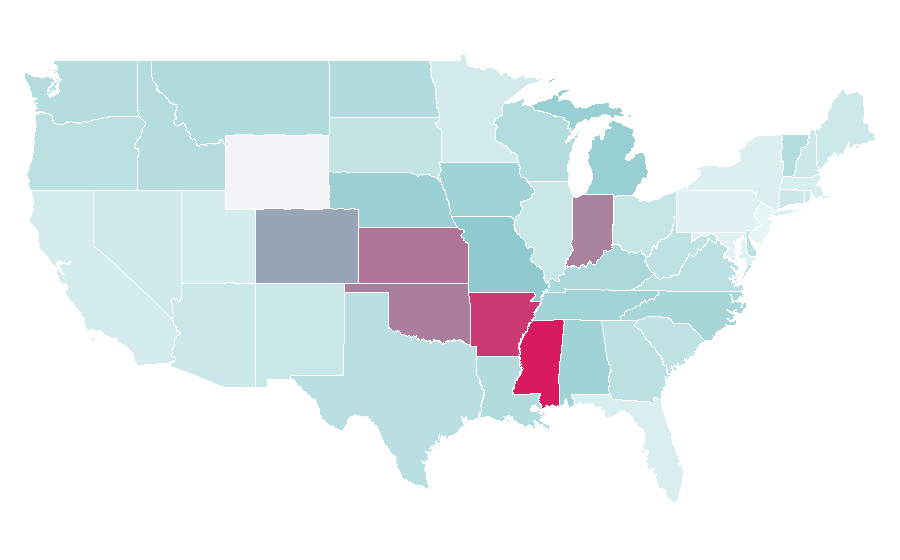 Affinity by region — Pi Beta Phi, United States