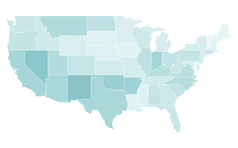 Affinity by region — Pierce the Veil, United States