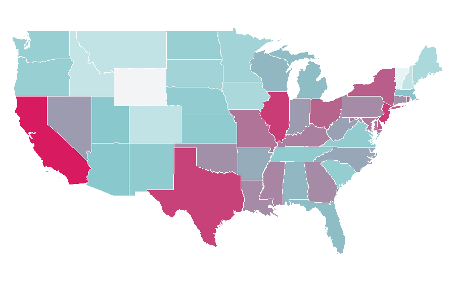 Affinité par région — Pinks, États-Unis
