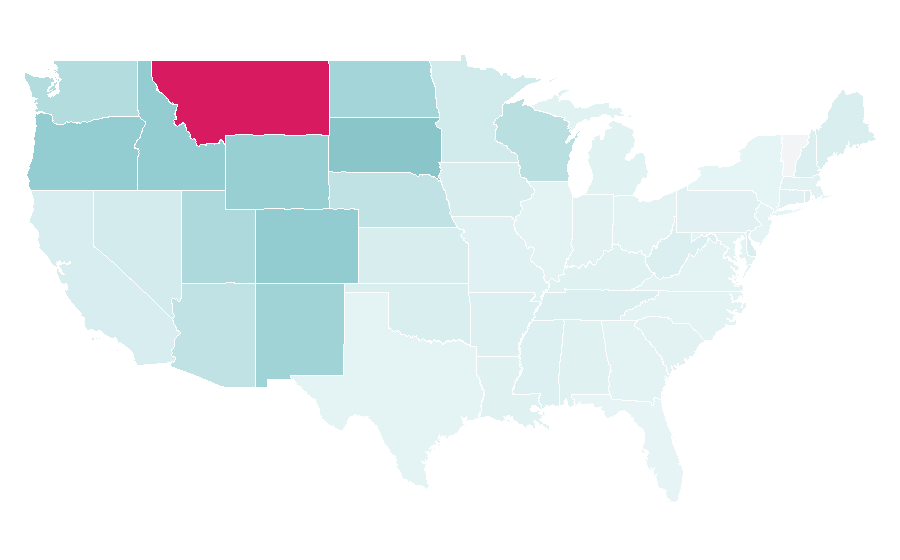Affinity by region — Pinus ponderosa, United States