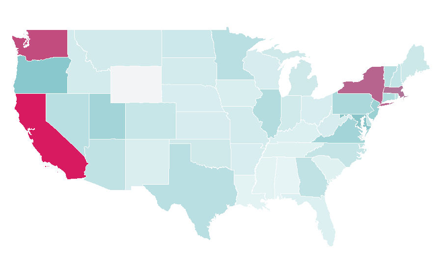 Affinity by region — Pinyin, United States