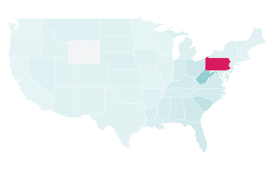 Affinity by region — Pittsburgh Panthers football, United States