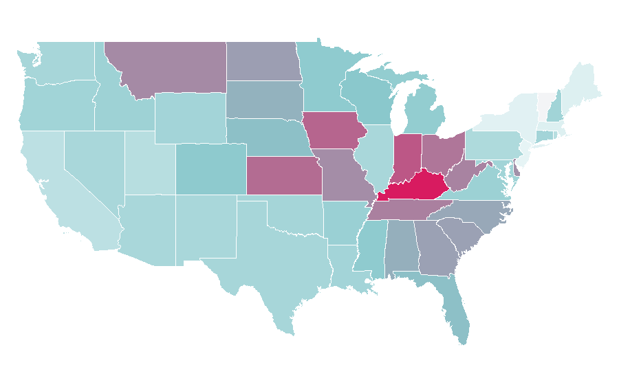 Affinität nach Region — Pizza delivery, USA