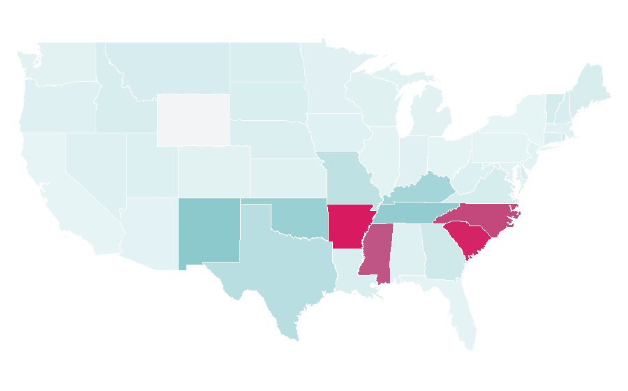Affinity by region — Pizza Inn, United States