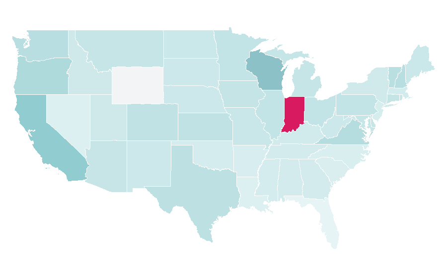 Affinity by region — Plastic recycling, United States