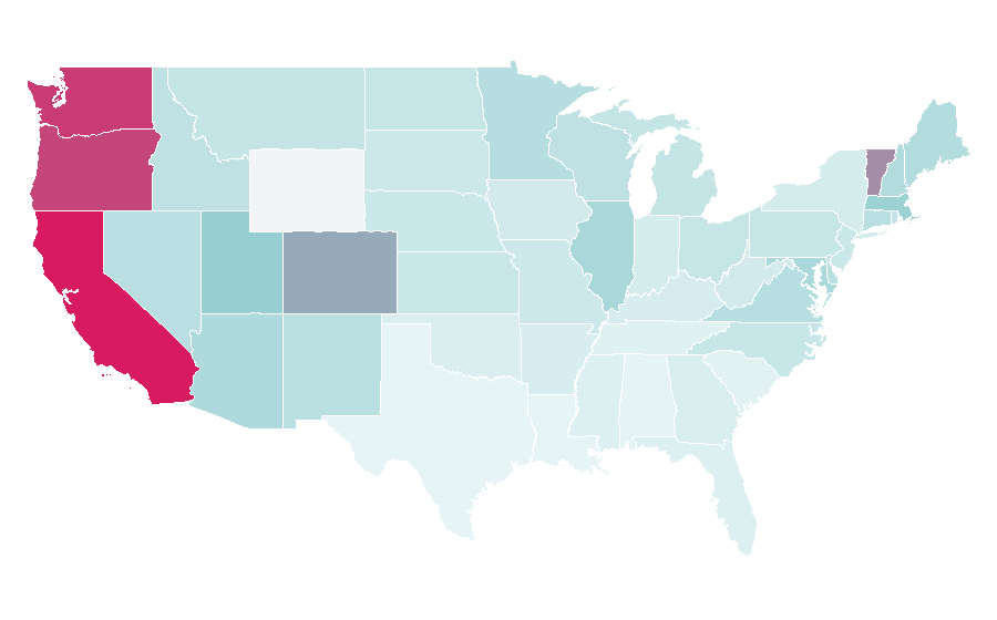 Affinity by region — Plug-in hybrid, United States