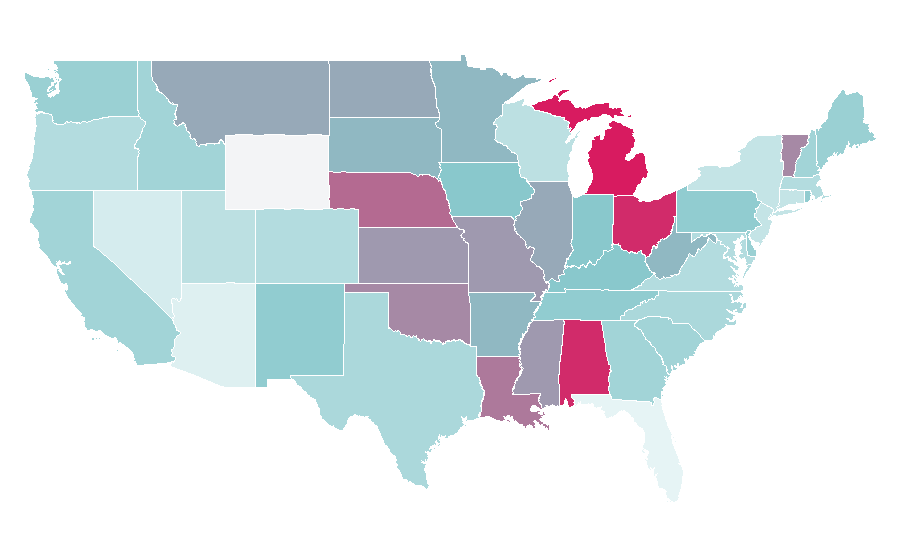 Affinity by region — Plumber's snake, United States
