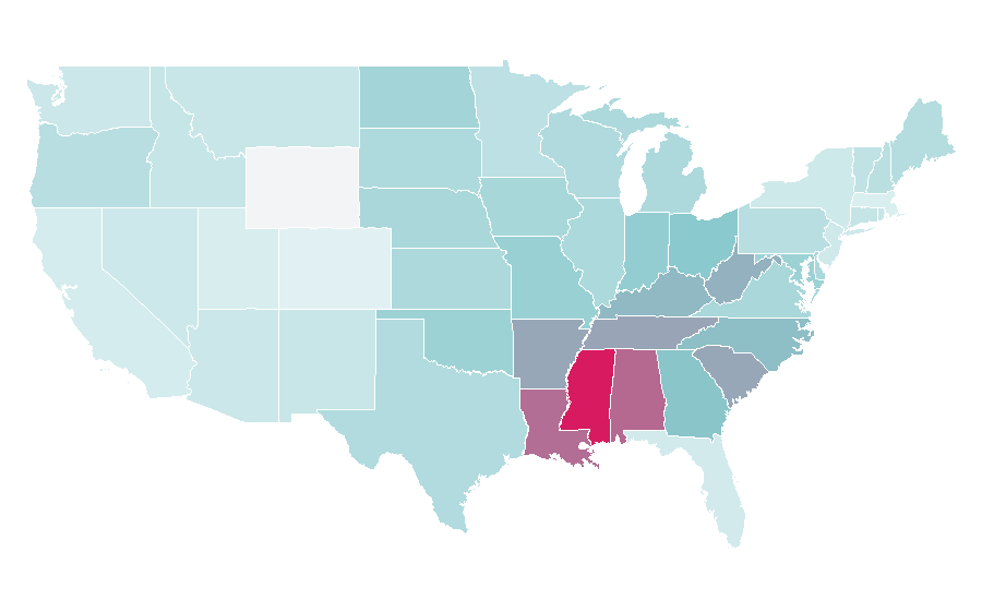 Affinität nach Region — Plus-size clothing, USA