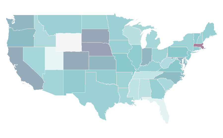 Affinity by region — Poetry slam, United States