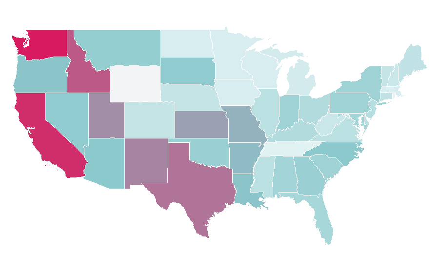 Affinité par région — Portrait, États-Unis