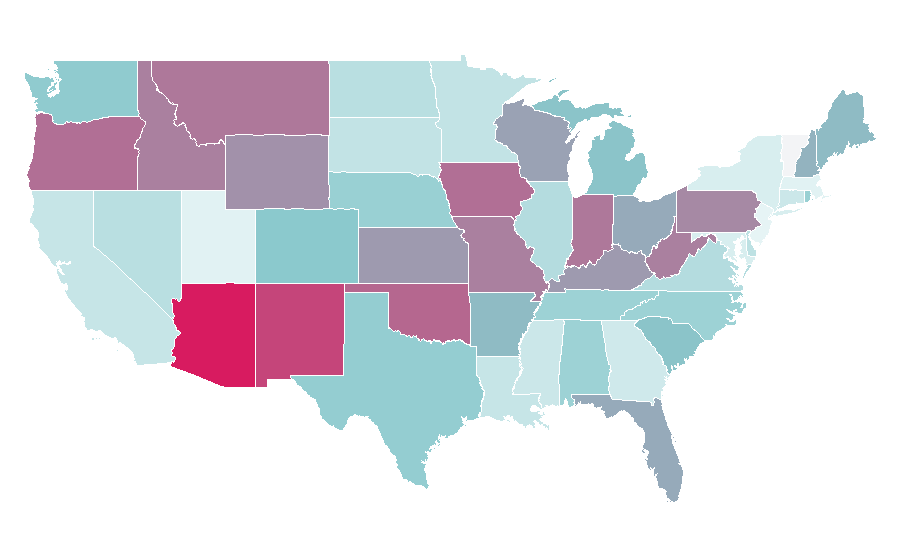 Affinity by region — Positron emission tomography, United States