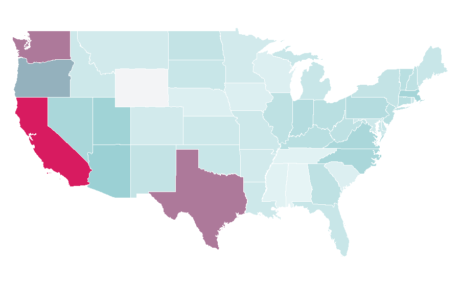 Affinity by region — Post-hardcore, United States