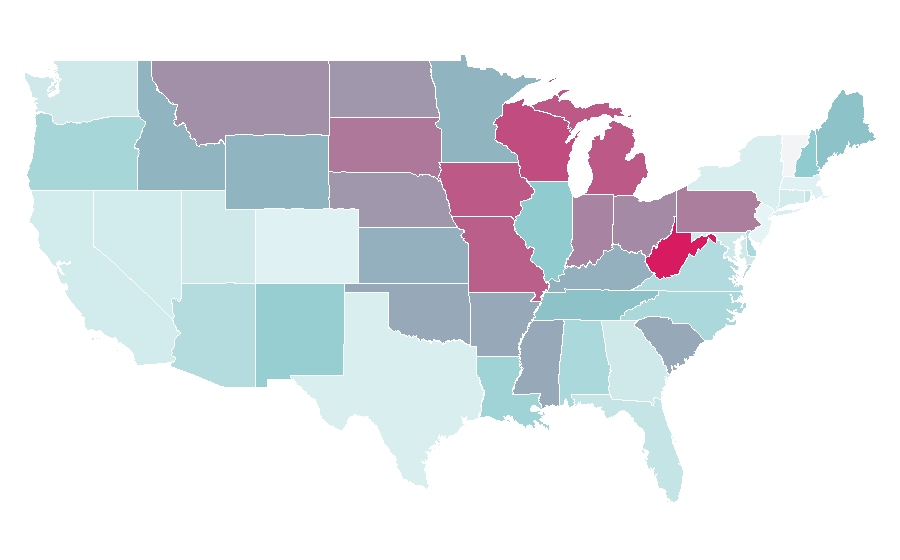 Affinity by region — Postage stamp, United States