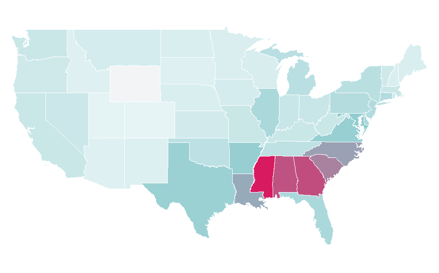Affinity by region — Pound cake, United States