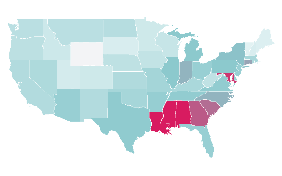Affinité par région — Power (physics), États-Unis