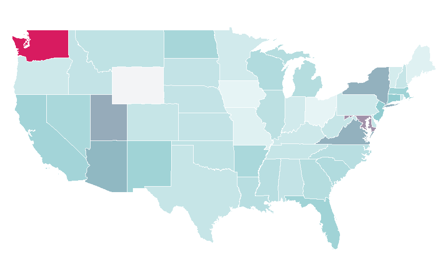 Affinity by region — Prenuptial agreement, United States