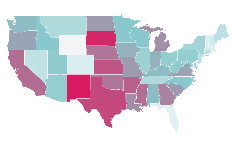 Afinidade por região — Present, Estados Unidos