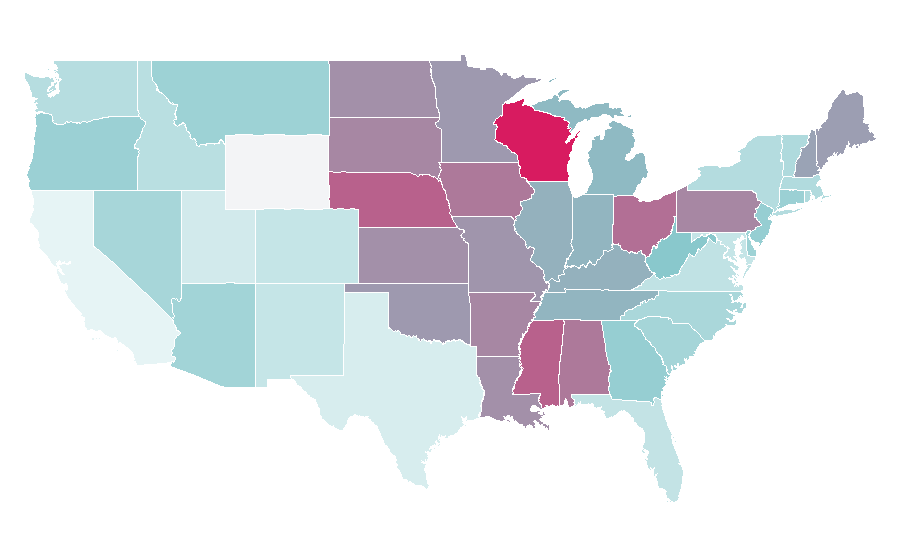 Affinity by region — Press Your Luck, United States