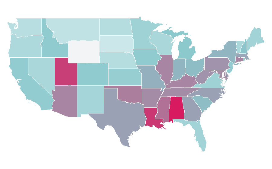 Affinity by region — Pretty Little Liars (book), United States