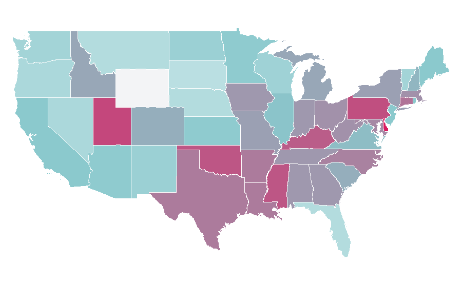 Affinity by region — Pretty Little Liars (TV series), United States