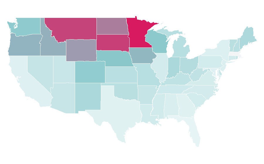 Affinity by region — Prof, United States