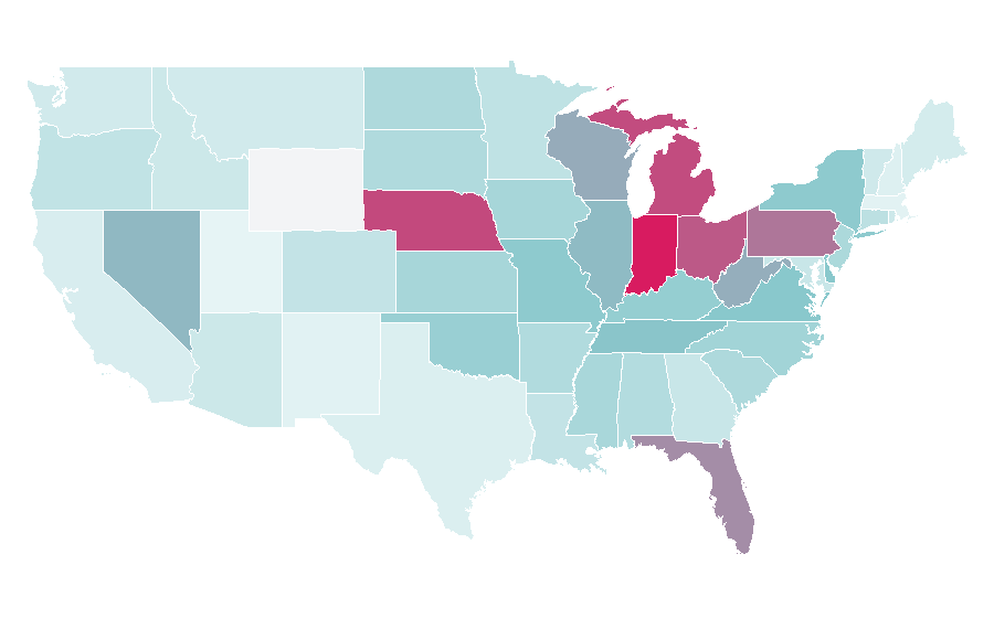 Affinity by region — Professional Bowlers Association (PBA), United States