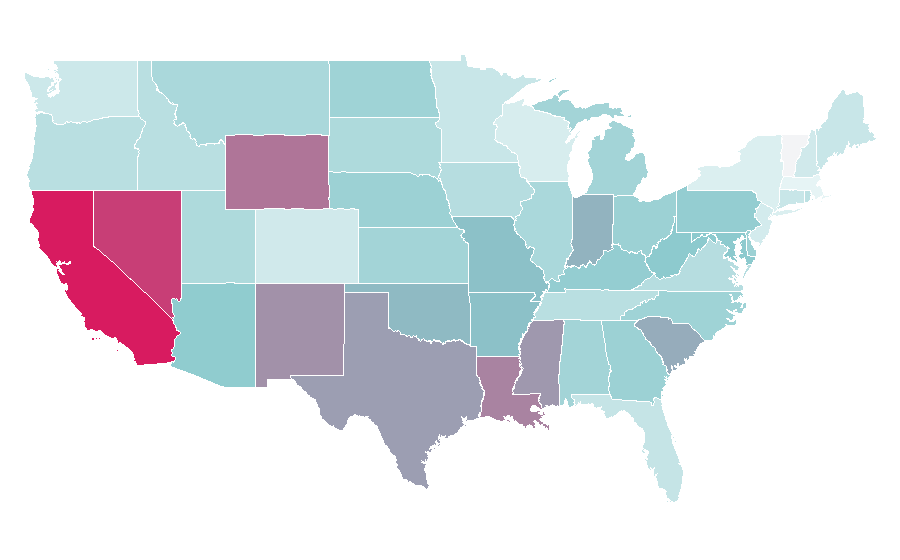 Affinity by region — Professional boxing, United States
