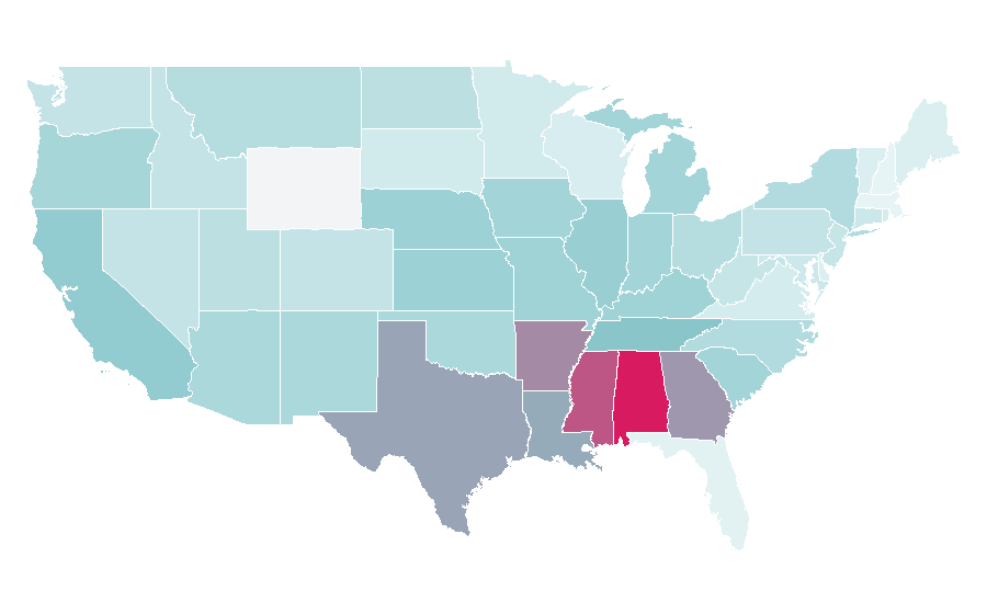 Affinität nach Region — Projection screen, USA