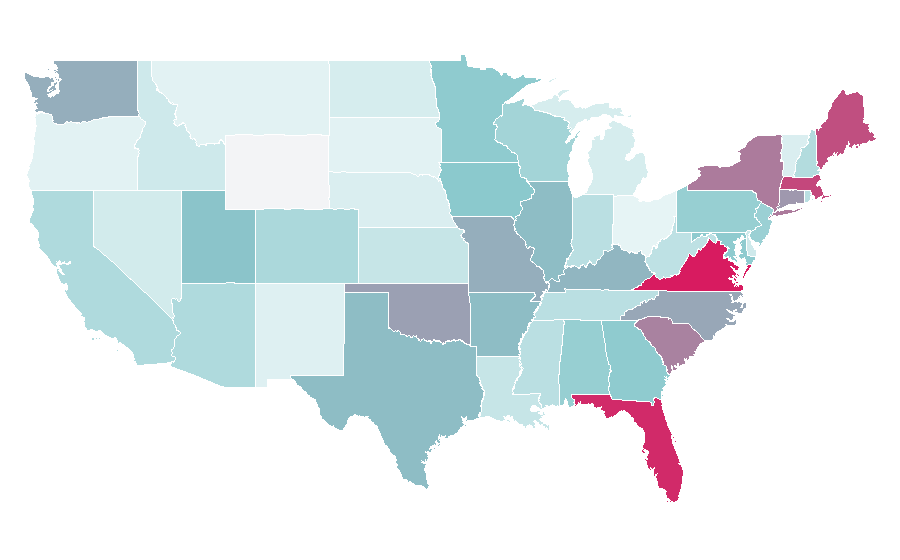 Affinity by region — Prosthodontics, United States