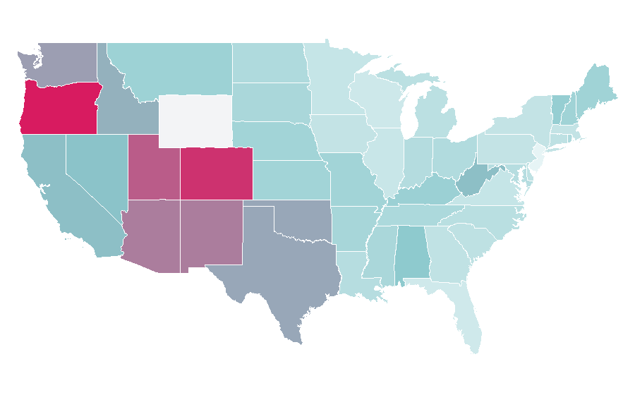 Affinity by region — Psychedelic art, United States