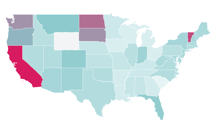 Affinity by region — Psychedelic music, United States