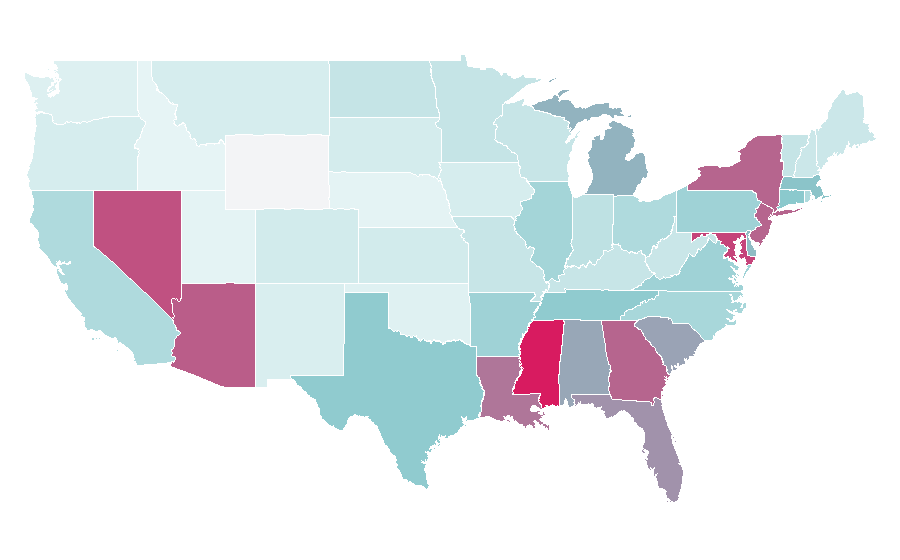 Affinity by region — Psychic reading, United States