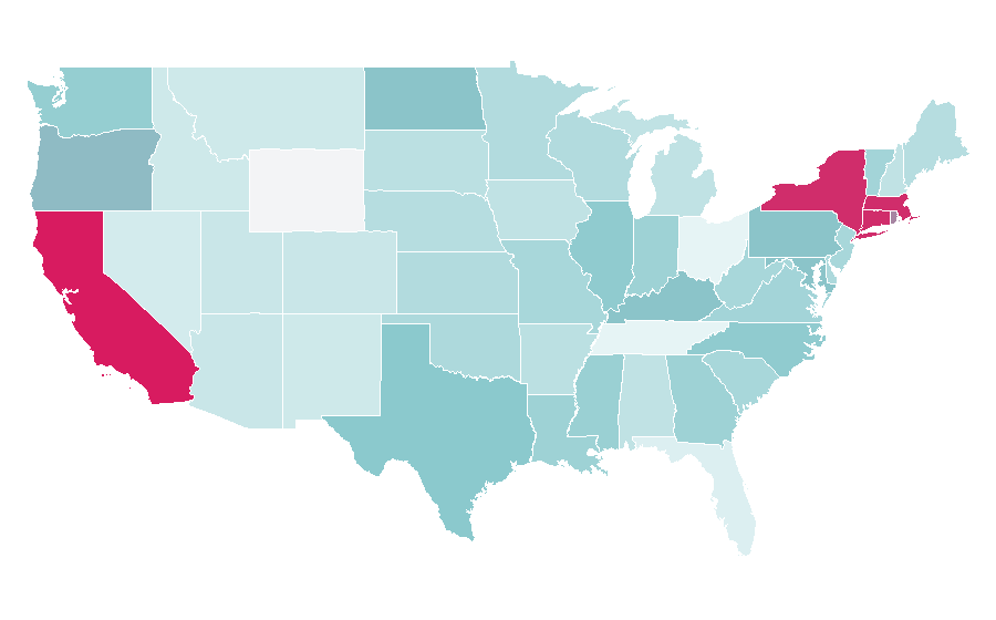 Affinity by region — Psychoanalysis, United States