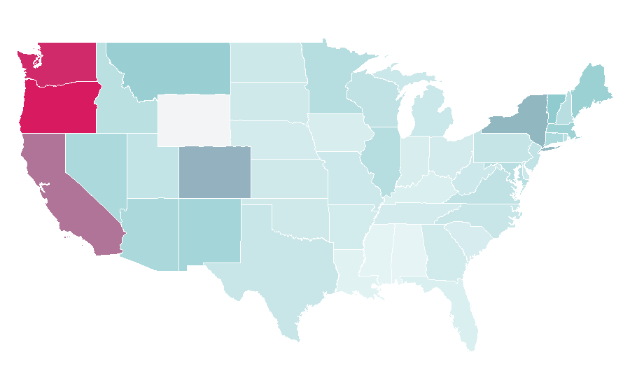 Affinity by region — Pu-erh tea, United States